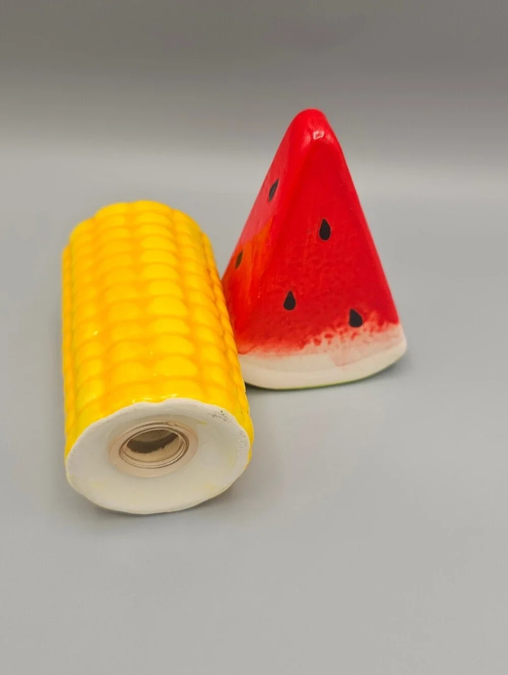 Ceramic Corn and Watermelon Salt and Pepper Shakers
